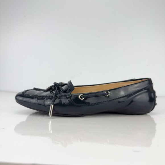 TOD’S Navy Blue Preppy Nautical Boat Shoes Flats Loafers Leather Bow sz 6.5 - Picture 5 of 10